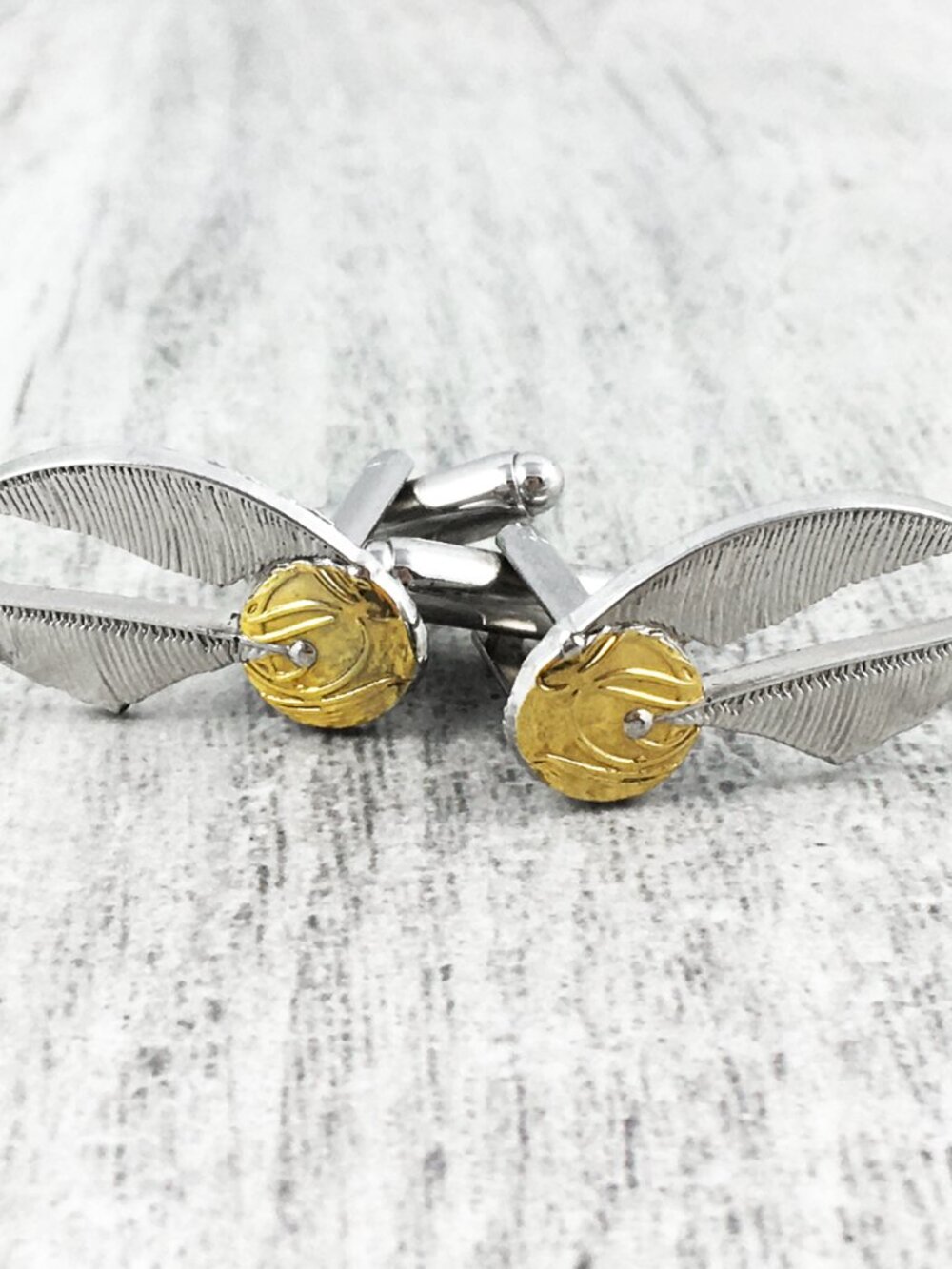 Harry Potter Golden Snitch Cufflinks - Silver and Gold - new in box